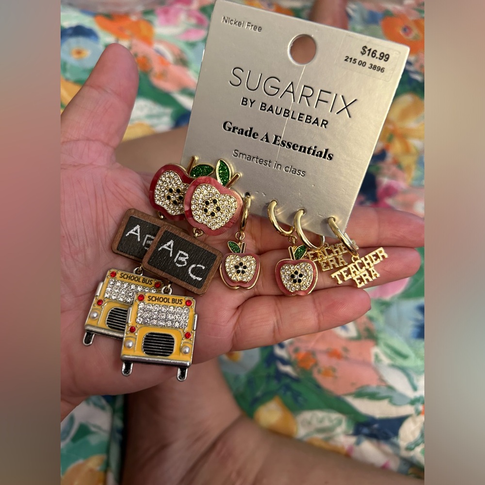 3 pairs of SugarFix by Baublebar teacher earrings.